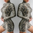 thumbnail image 4 of xiaxaixu Femmes Robe Serrée, Serpent Imprimé Col Haut Serpentine Bodycon, 4 of 5