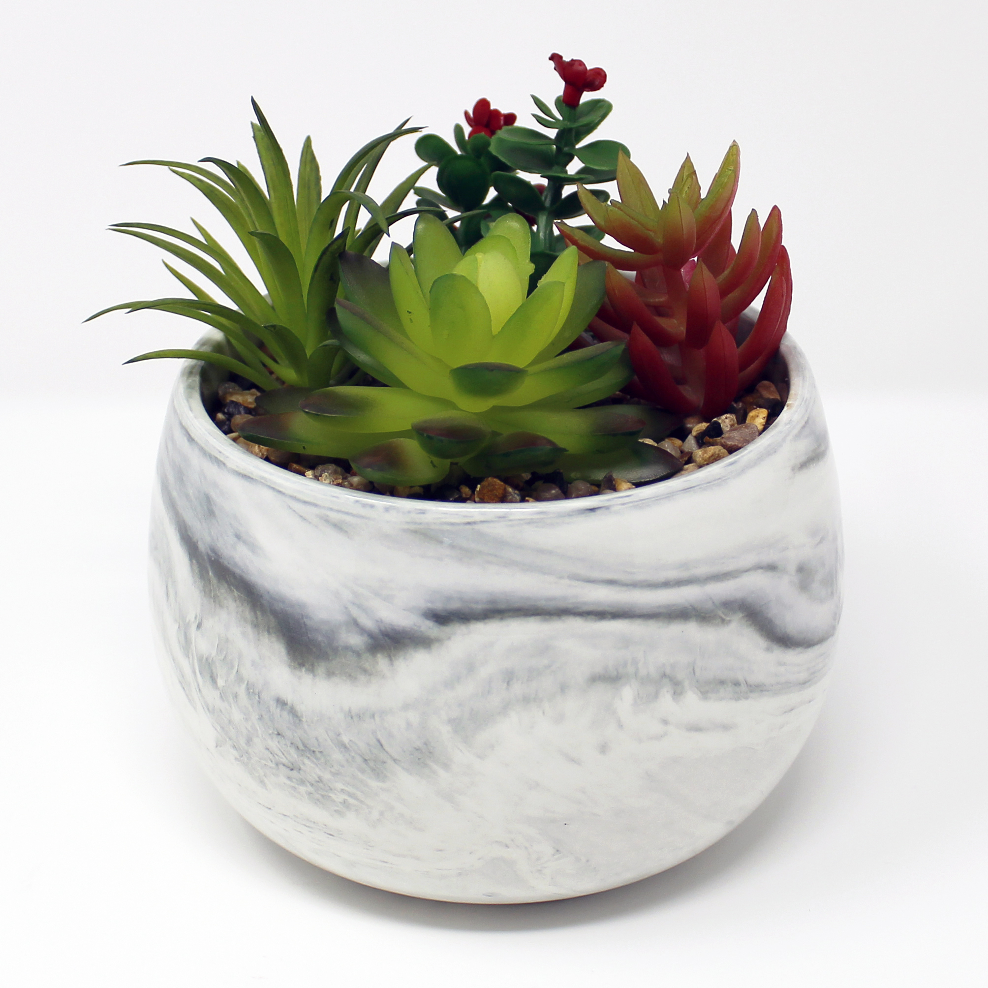 Mainstays 6.75" Artificial Succulents in Marble Planter