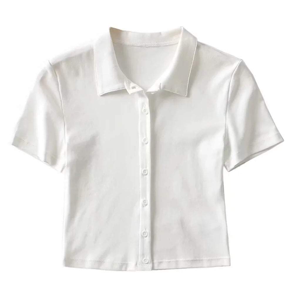 solid crop polo tee
