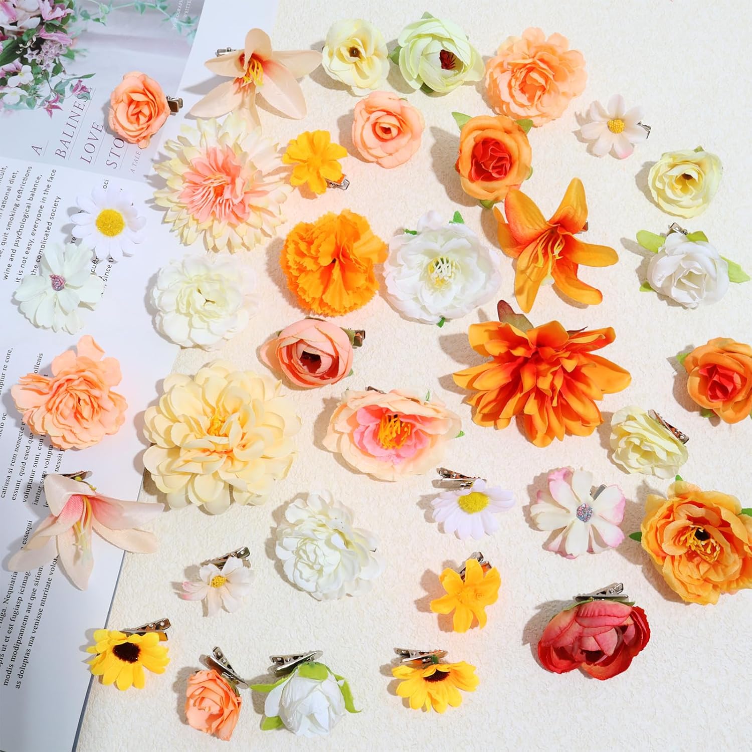 36 Pack Flower Hair Clips Rose Hair Accessories for Women  Bride Flower Claw Clip Side Hair Clip Hairpin Brooch Pin Headpiece for Girls Wedding