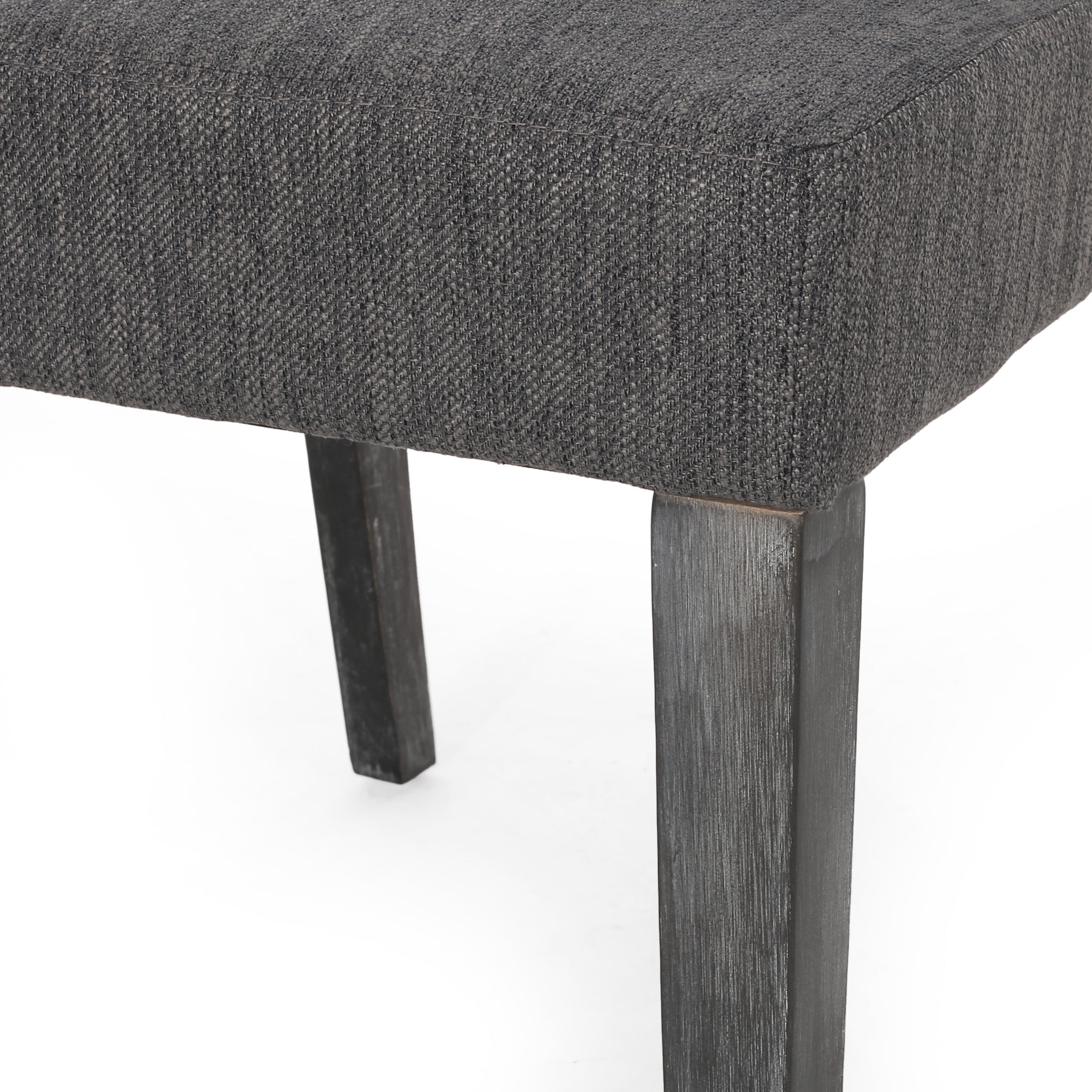 Noble House Benewah Fabric Upholstered Dining Chair, Set of 2, Charcoal, Gray