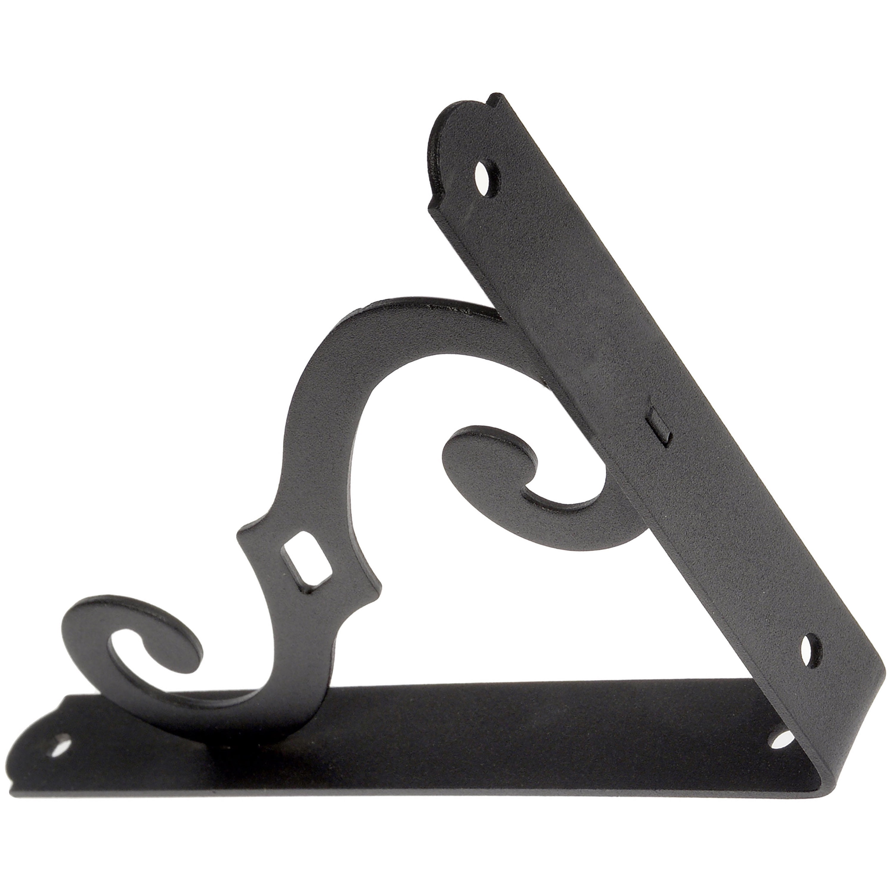 (2 pack) Hyper Tough 8" x 5-1/2" Shelf Bracket, Decorative Scroll, Black, Metal, Pre-Drilled Holes
