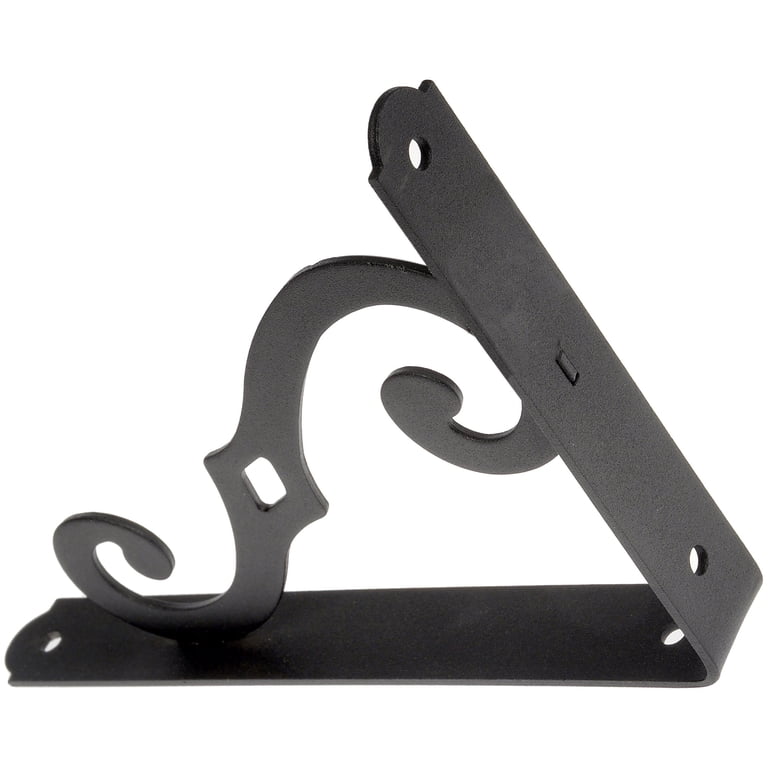 Hyper Tough 8" x 5.5" Decorative Scroll Shelf Bracket, Black Metal photo 4