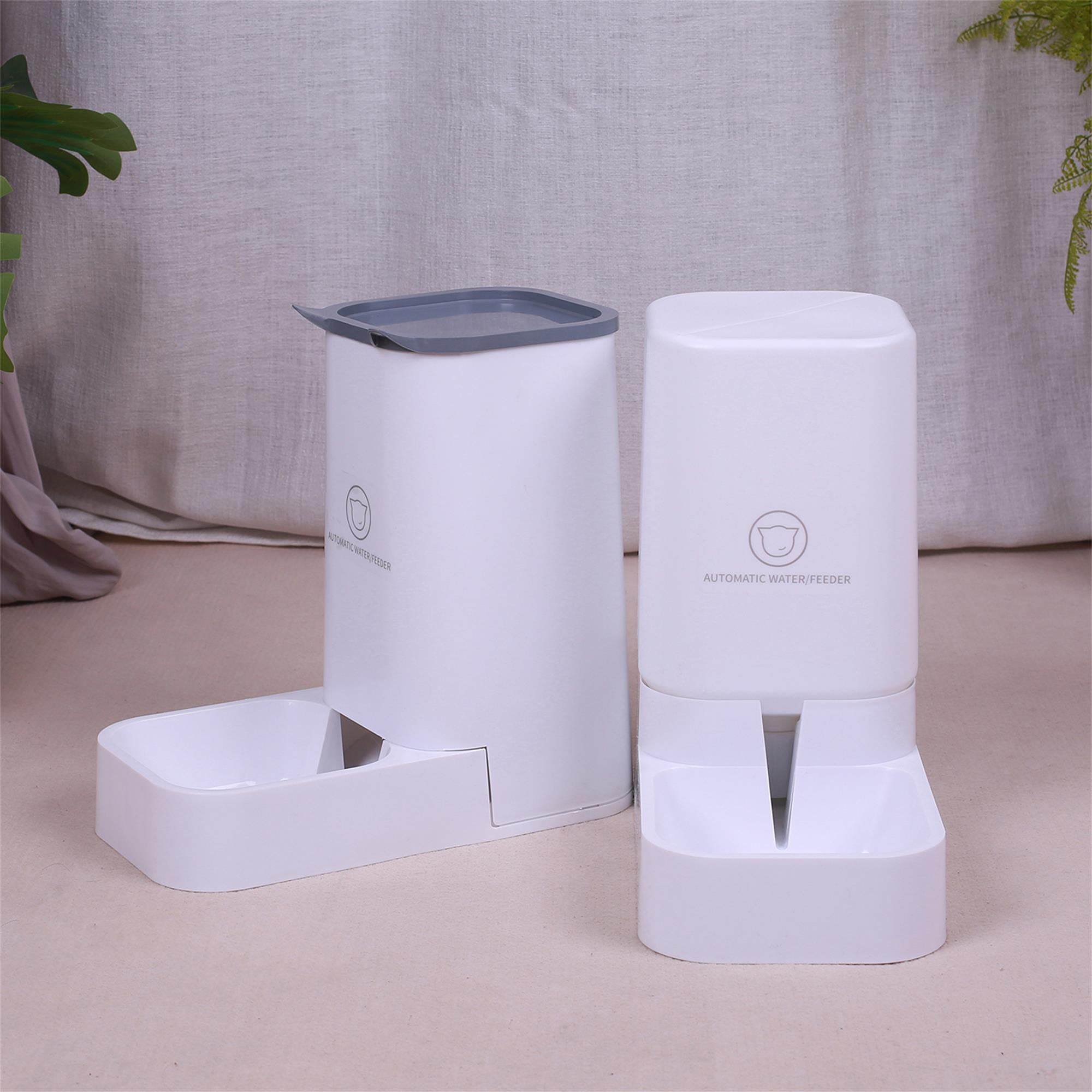 Pefilos Automatic Pets Feeder and Water Dispenser Set with 4.6 lbs Dog Bowl and 1.8 gal Water Bowls, Plastic Pet Dog Food Bowl, White Pefilos Automatic Pets Feeder and Water Dispenser Set with 4.6 lbs Dog Bowl and 1.8 gal Water Bowls, Plastic Pet Dog Food Bowl, White