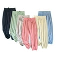 thumbnail image 3 of MXIEZI Kids Toddler Loose Joggers Pants Summer Lantern Trousers Ice Silk Anti-Mosquito Sweat Pants Elastic Waist Sweatpants for 3-12 Years Girls, 3 of 9