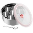 thumbnail image 1 of CNKOO  Masala Dabba Spice Box Stainless Steel Spice Containers Masala Dabba with 7 Compartments Indian Spice Box with Transparent Lid Indian Masala Dabba with Spoon 9.8×3.7inch Kitchen S, 1 of 6