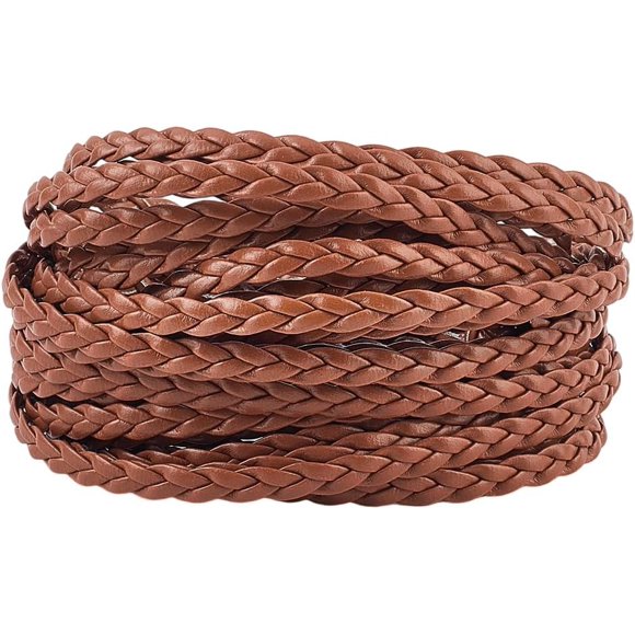 Cordón de cuero sintético peruano de 5,5 yardas, plano y plegado, tipo bolo, con 3 hebras de 5 mm.