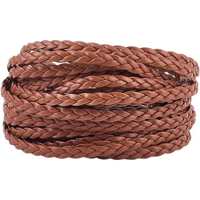 Cordón de cuero sintético peruano de 5,5 yardas, plano y plegado, tipo bolo, con 3 hebras de 5 mm.