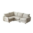 thumbnail image 3 of Christopher Knight Home 4-Piece Modular Sectional Sofa, L Shaped Upholstered Couch, Solid Wood Frame, White Sand, 3 of 13