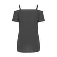 thumbnail image 5 of Womens Plus Size Clearance $5,Women Solid V-neck Short Sleeve Strapless T Shirt Polluver Blouse Tank Tops, 5 of 9