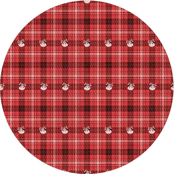 Ahgly Company Indoor Round Patterned Grapefruit Red Area Rugs, 5' Round