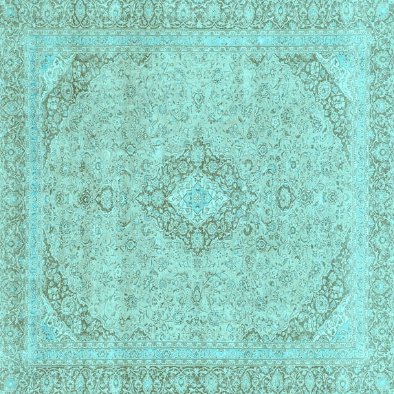 Ahgly Company Indoor Square Abstract Light Blue Modern Area Rugs, 7' Square