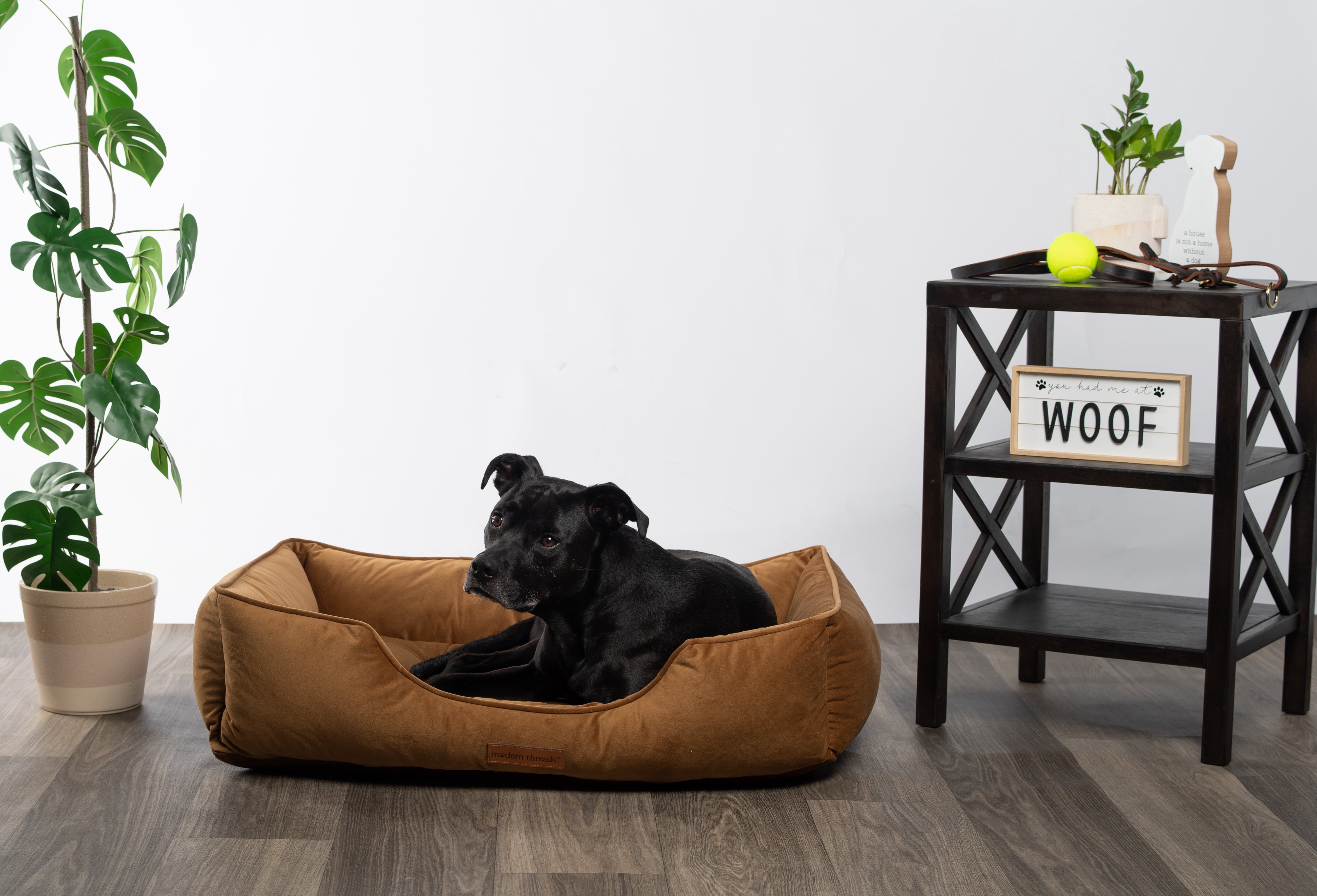 Modern Threads Large Luxury Velvet Tufted-Style Dog Bed, Caramel