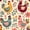 Color 2, variant on Peel and Stick Wallpaper Red Rooster Floral Beige Wall Mural 23.6in x 9.8ft Self Adhesive Removable Wall Paper Renter Friendly Wallpaper for Nursery Bedroom Cabinets