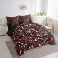 thumbnail image 3 of Castle Fairy Geometric Camouflage Bedding Comforter Set 7-Piece for Adults Female Men,Black Red Camo King Bedding Sets,Abstract Plaid Grid Ultra Soft Bed Sheets,Microfiber Bedroom Decor,Reversible, 3 of 8