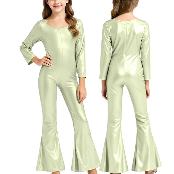 Cethrio Girls Dancewear Outfit Sets, Party One-piece Long Sleeve Fashion Girls' Clothing Sets Green Size 2-3T