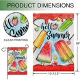thumbnail image 3 of Bandera de jardín de doble cara con diseño de helado de sandía y paletas, de arpillera decorativa para exteriores, decoración pequeña para el hogar, decoración de temporada para exteriores, 30 x 45 cm, 3 of 8