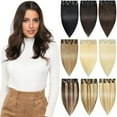 thumbnail image 1 of Extensiones de cabello con clip de capullo de rosa, cabello humano REMY, 8 unidades, 18 clips, 70 g/juego, 20 pulgadas, rubio blanqueado, 1 of 5