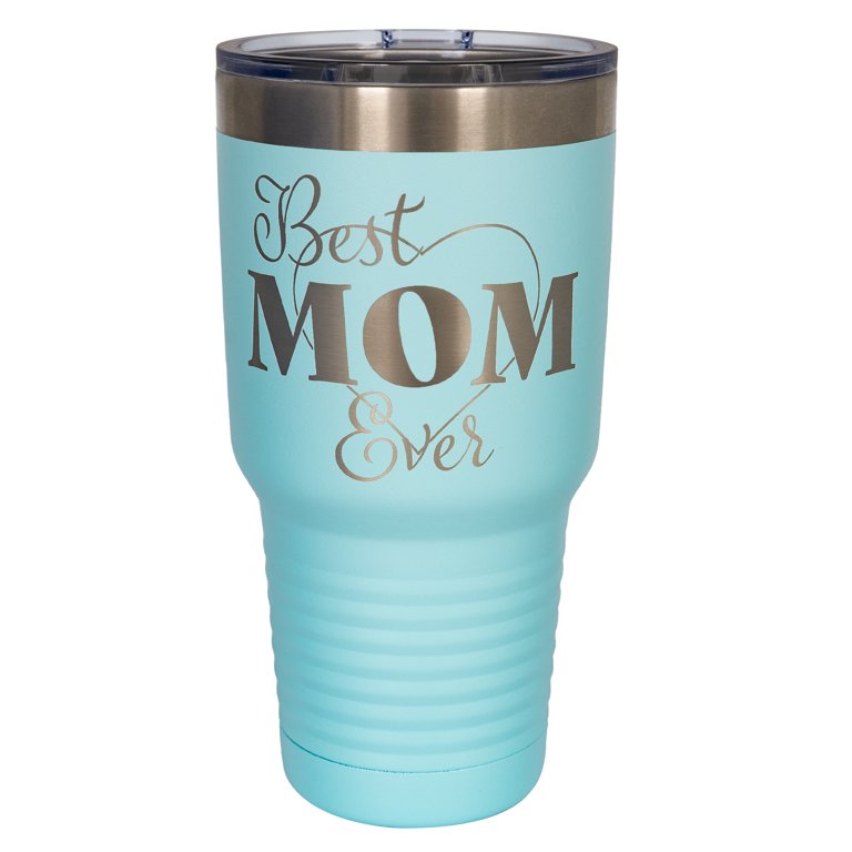 JennyGems Best Mom Ever Gifts, Mothers Day Gifts for Mom, Laser Engraved Tumbler with Slide Lid 30oz, Teal, Blue