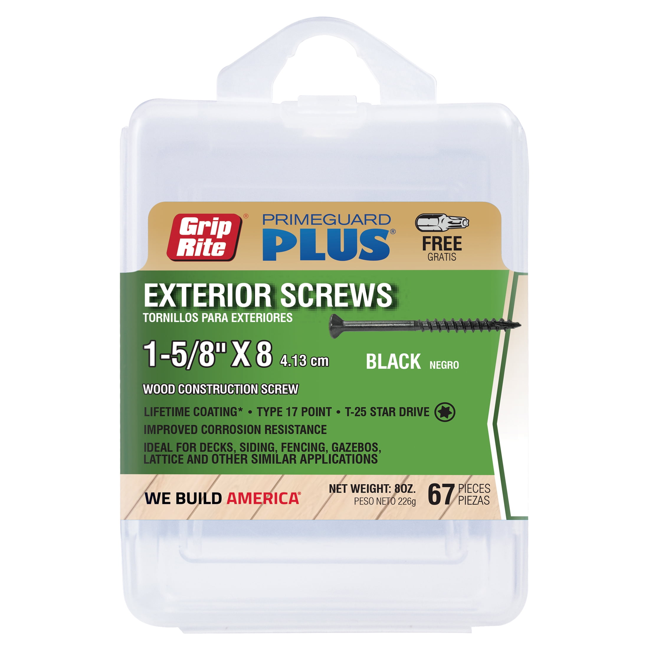 Grip-Rite DeckForce #8 X 1-5/8 Inch Wood Screws - 67 Count Tan Nano Coated