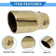 thumbnail image 4 of Unique Bargains 1 Pc Slant Cut Exhaust Tip 1.6" - 3.0" Inlet Stainless Steel Gold Tone, 4 of 8