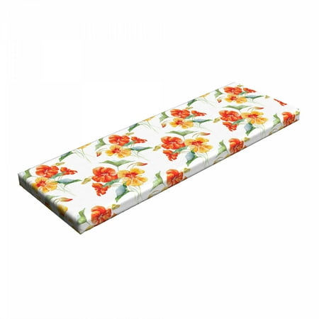 

Green and Orange Bench Pad Watercolor Nasturtium Flowers Pattern with Colorful Blooming Nature Design HR Foam Cushion with Decorative Fabric Cover 45 x 15 x 2 Multicolor by Ambesonne