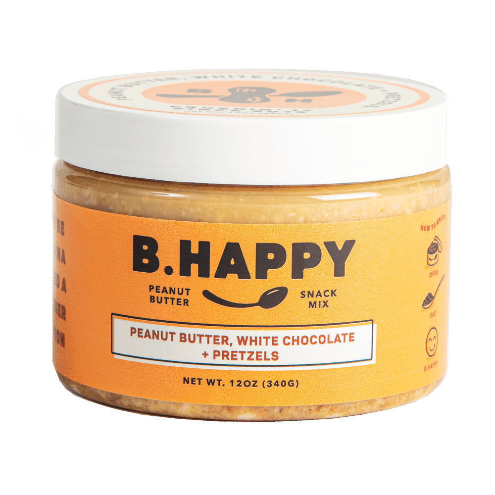 (2 pack) B Happy Peanut Butter, All Natural, Dream Big - White Chocolate and Pretzel, Snacking Butter 12 oz