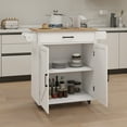 thumbnail image 4 of Kitchen Trolley Carts On Wheels Rolling Kitchen Island Cart With Rubberwood Countertop, With 1 Drawer 2 Doors, Towel Rack, For Kitchen Garage Home Office, 4 of 9