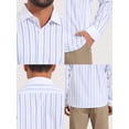 thumbnail image 7 of DARING DIVA Men's Striped Button Down Long Sleeve Stretch Shirts M Light Blue, 7 of 7