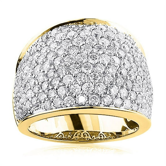 Womens 14K Gold Pave Natural Diamond Fashion Ring Unique Wedding Band (Yellow Gold Size 8.5)