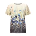 thumbnail image 6 of Pincandy Women's Casual Loose Floral Print Crewneck Printed Short Sleeve T-Shirt Tops,Yellow,L, 6 of 8