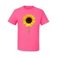 thumbnail image 2 of Sunflower Christian Faith Cross Inspirational/Christian Men's Graphic T-Shirt, Neon Pink, Small, 2 of 3