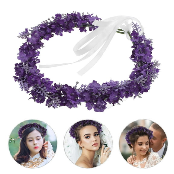 WHAMVOX  Simulated Lavender Garland Hairband Purple Accessories for Women Bridal Bride Baby
