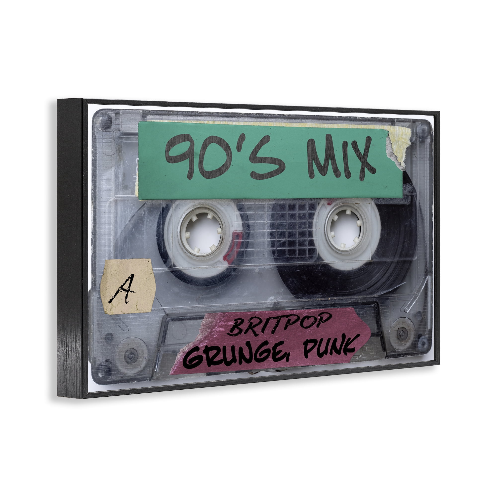 Stupell Industries Retro 90s Mix Cassette Black Framed Giclee Art, design by Annabelle Hall