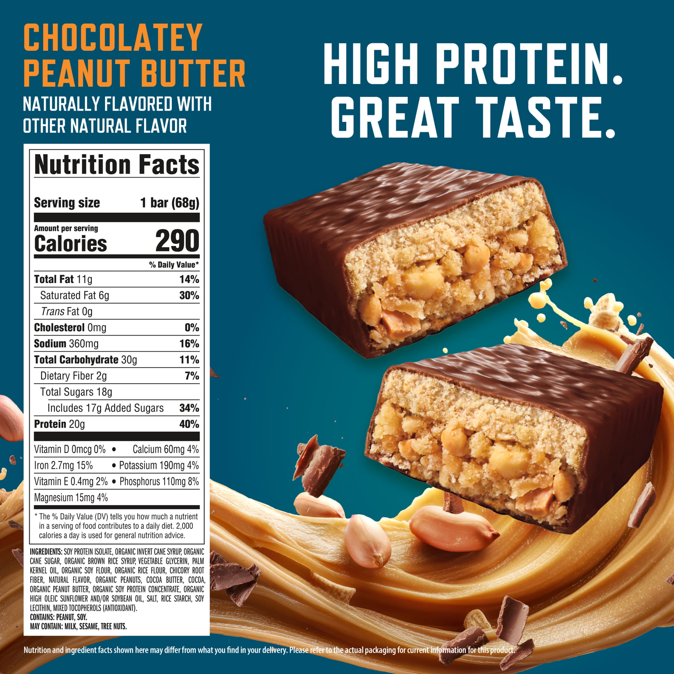 (6 pack) CLIF BUILDERS Protein Bars Chocolatey Peanut Butter Flavor, Plant Protein, Gluten Free Bars, 6ct