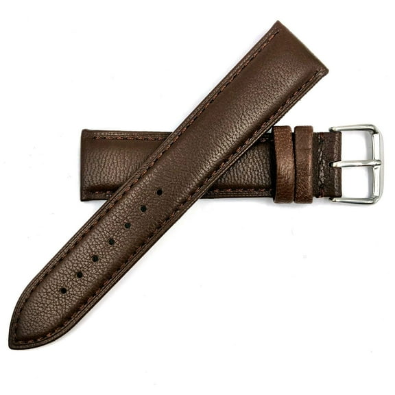 Long Brown Smooth Stitched Leather Band
