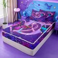 thumbnail image 2 of meiyoeat Colorful Neon Monogram D Zipper Full Size Comforter Sets with Fitted Sheet and 2 Pillowcases,Purple Flower Initial Print Zipper Bedding Set For Girl,Black Reversible,4-Piece, 2 of 7