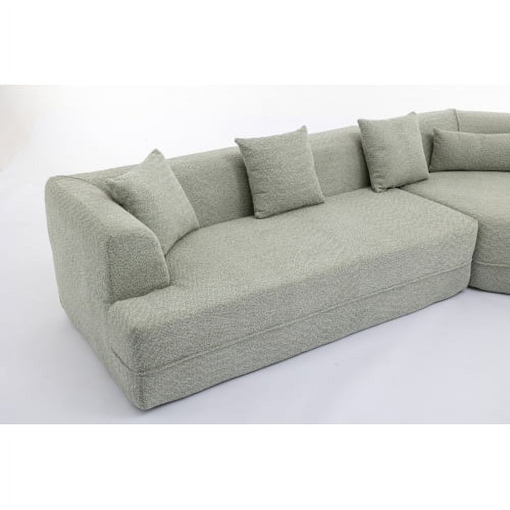 BSHTI Modern Minimalist Style Adult Sofa,Salon Upholstered Sleeper Sofa,2 PC Free Combination,Round Fiber Fabric,Anti-Wrinkle Fabric,Green