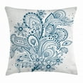thumbnail image 1 of Henna Throw Pillow Cushion Cover, Doodle Style Floral Arrangement with Ornament Design Abstract Leaves Image Print, Decorative Square Accent Pillow Case, 20 X 20 Inches, Dark Blue White, by Ambesonne, 1 of 2