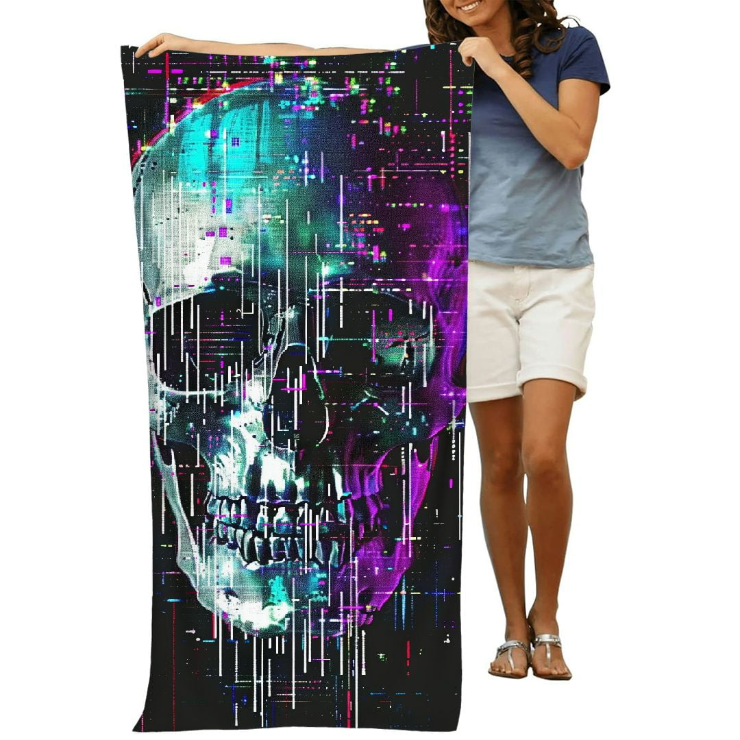 PHYHOO Skull Beach Towels Oversized Microfiber Beach Towel for Adults Extra Large Beach Towel Sand Free Towel for Kids,Men,Women,Boys,Girls 30x60in