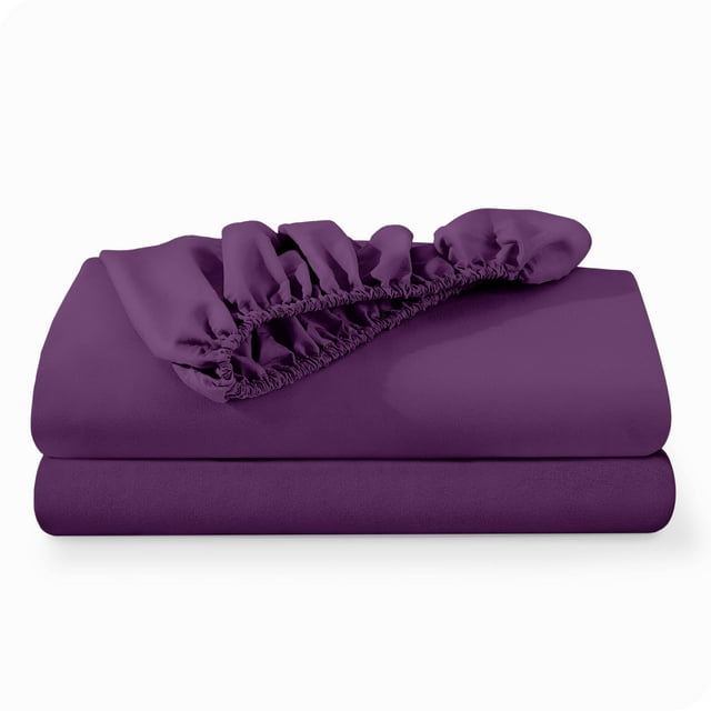 Bare Home 2-Pack Fitted Sheets - Premium 1800 Collection - Ultra-soft - Deep Pocket - Queen, Plum