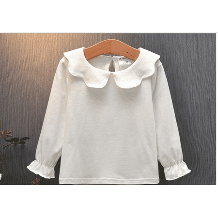

Puloru Toddler Baby Girls Long Sleeve O-Neck Ruffle Solid Color Blouse