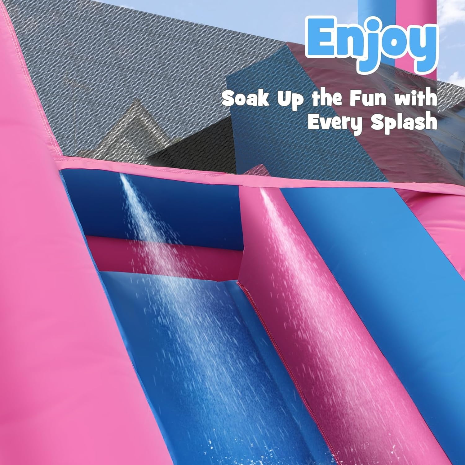 Esheno Adult Inflatable Water Slide 26.2x17.38x9.84 ft Commercial Grade PVC with Pool Double Slides Wet Dry Use Summer Party