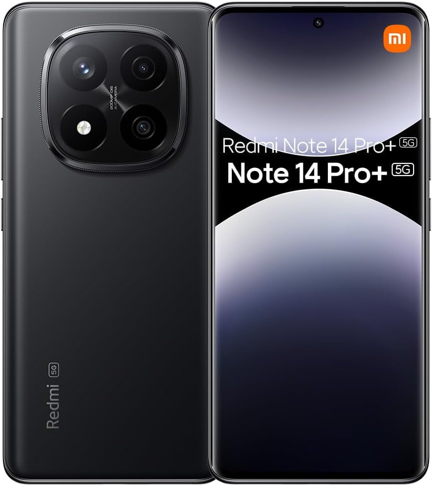 Xiaomi Redmi Note 14 Pro+ Plus 5G + 4G LTE (for T-Mobile, Mint, Tello, Metro) (256GB + 8GB) NFC 6.67" 120Hz 200MP Pro AI Camera Model 24115RA8EG Unlocked Dual Sim (Midnight Black)