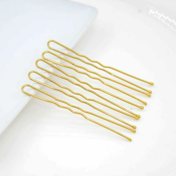EXHUMKY 100Pcs U-Shape Hairpins Golden Alloy Neat U Shaped Hairpin For Headwear Hair Styling And Daily Use