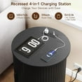 thumbnail image 3 of Round End Table with Charging Station, Mid Century Bedside Table with Sliding Door & 2 Tier Storage, Modern Nightstand for Living Room, Bedroom, Entryway, Black(1-Pack), 3 of 7