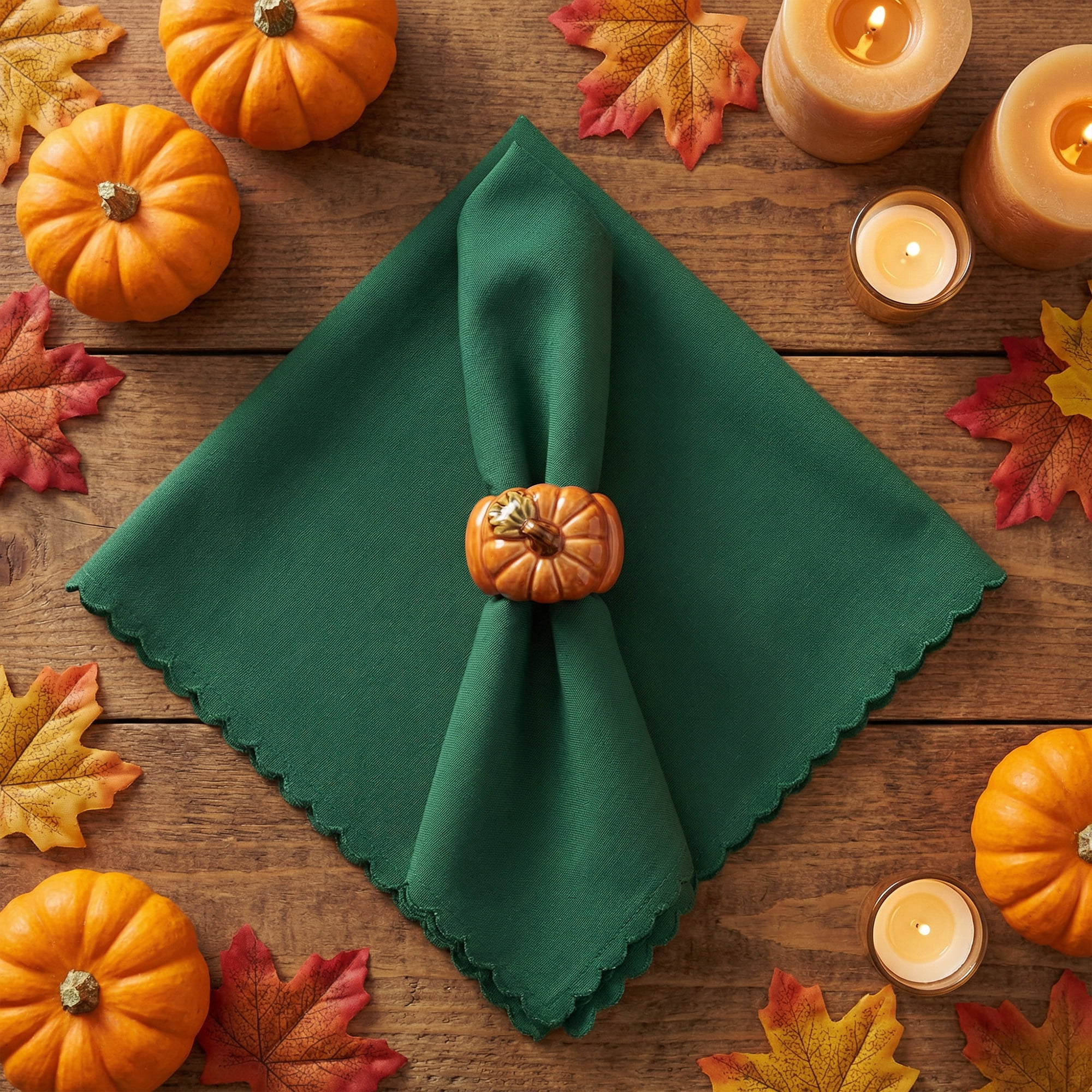 Unique Bargains 12Pcs Polyester Washable Cloth Napkins Dark Green 19x19inch