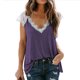 thumbnail image 1 of Jumpingount Mujeres Camiseta V Cuello Encaje Sin Mangas Casual Tops Prendas para la parte del cuerpo Violeta METRO, 1 of 6