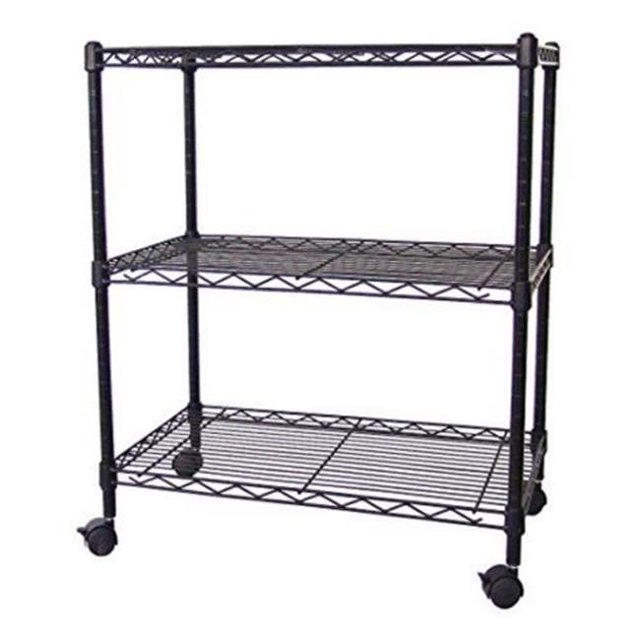 Excel ES-241428PW NSF Étagère Multi-Usage à 3 Niveaux avec Roulettes & 44; Noir - 24 x 14 x 28 Po.