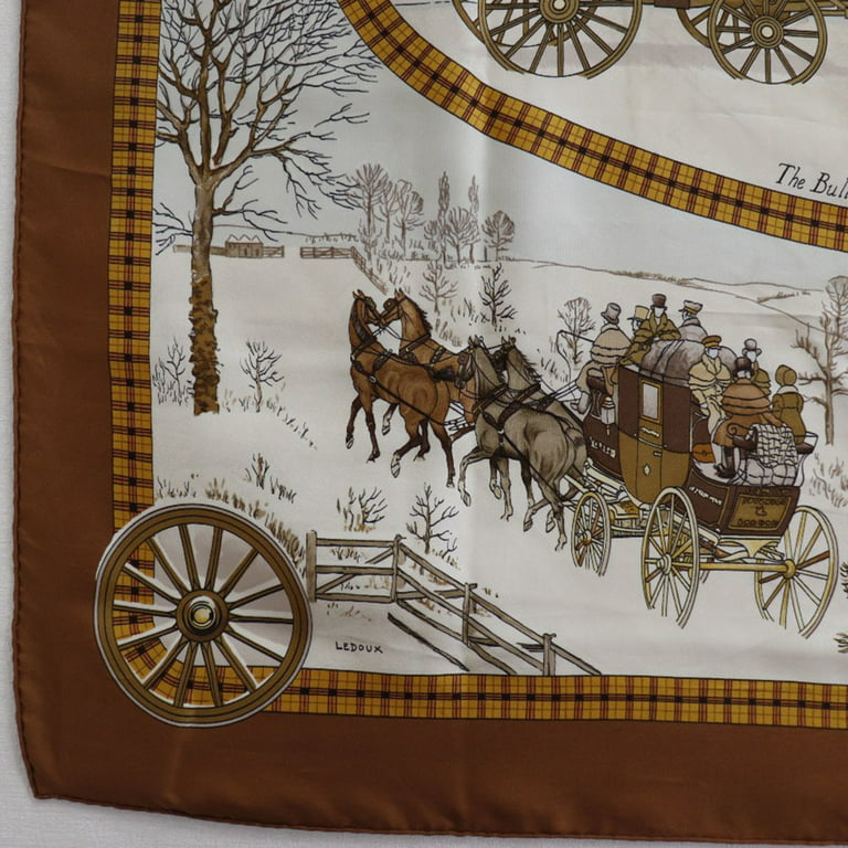 Hermes Hermes Scarf Muffler Carre 90 Caval Cades / Equestrian March 2022  Orange/white Auction